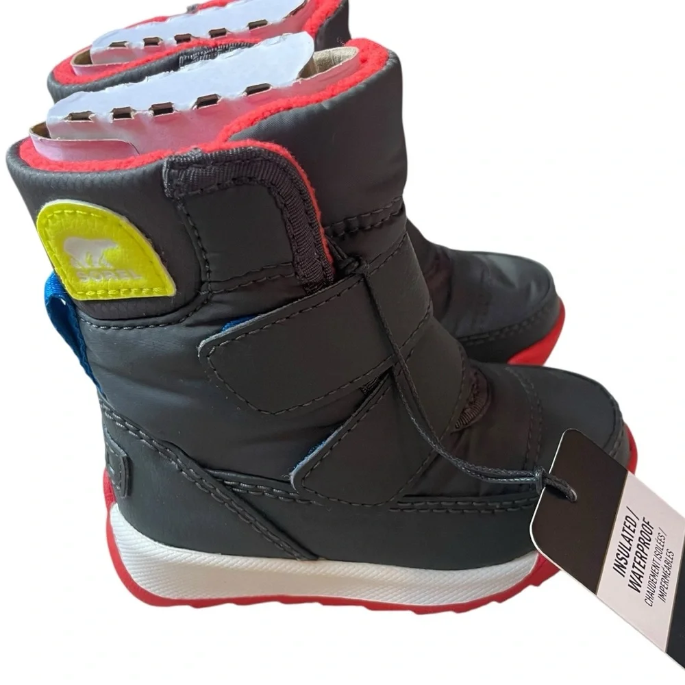 Sorel Toddler Whitney ll Strap Waterproof Boots‎ Jet Poppy Red Size 4 NWT